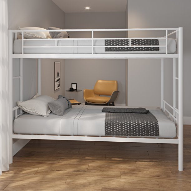 Twin Over Twin Bunk Bed, BTMWAY Metal Bunk Beds for Kids, Twin Size Bunkbeds with Slat Support, Twin Bed with Safety Guard Rails and Ladder, 400lbs Weight Capacity, o Box Spring Needed, Black