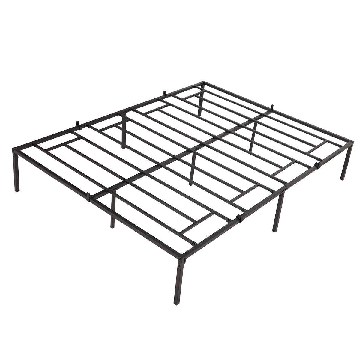 Full Size Metal Platform Bed Frame with Heavy-Duty Iron Slat, Single Bed Frame for Kids and Adults, Black, No Box Spring Needed
