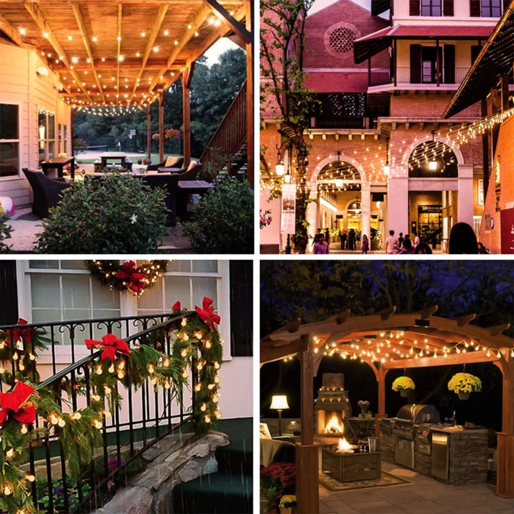 BTMWAY 9.84FT 20LED Ball-Shaped LED String Lights with 8 Flashing Modes and Remote, Battery Operated, Waterproof, Warm White