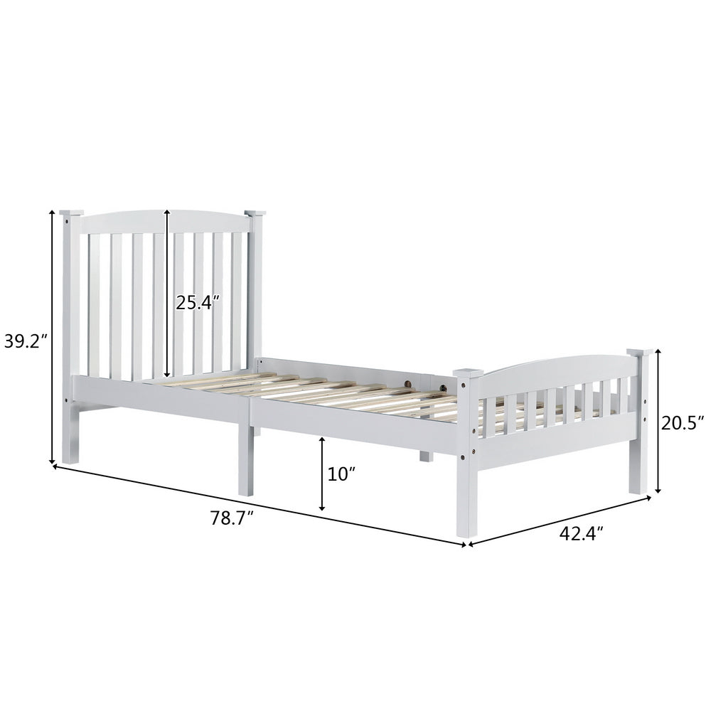 BTMWAY Wooden Twin Platform Bed Frame with Headboard, LJC