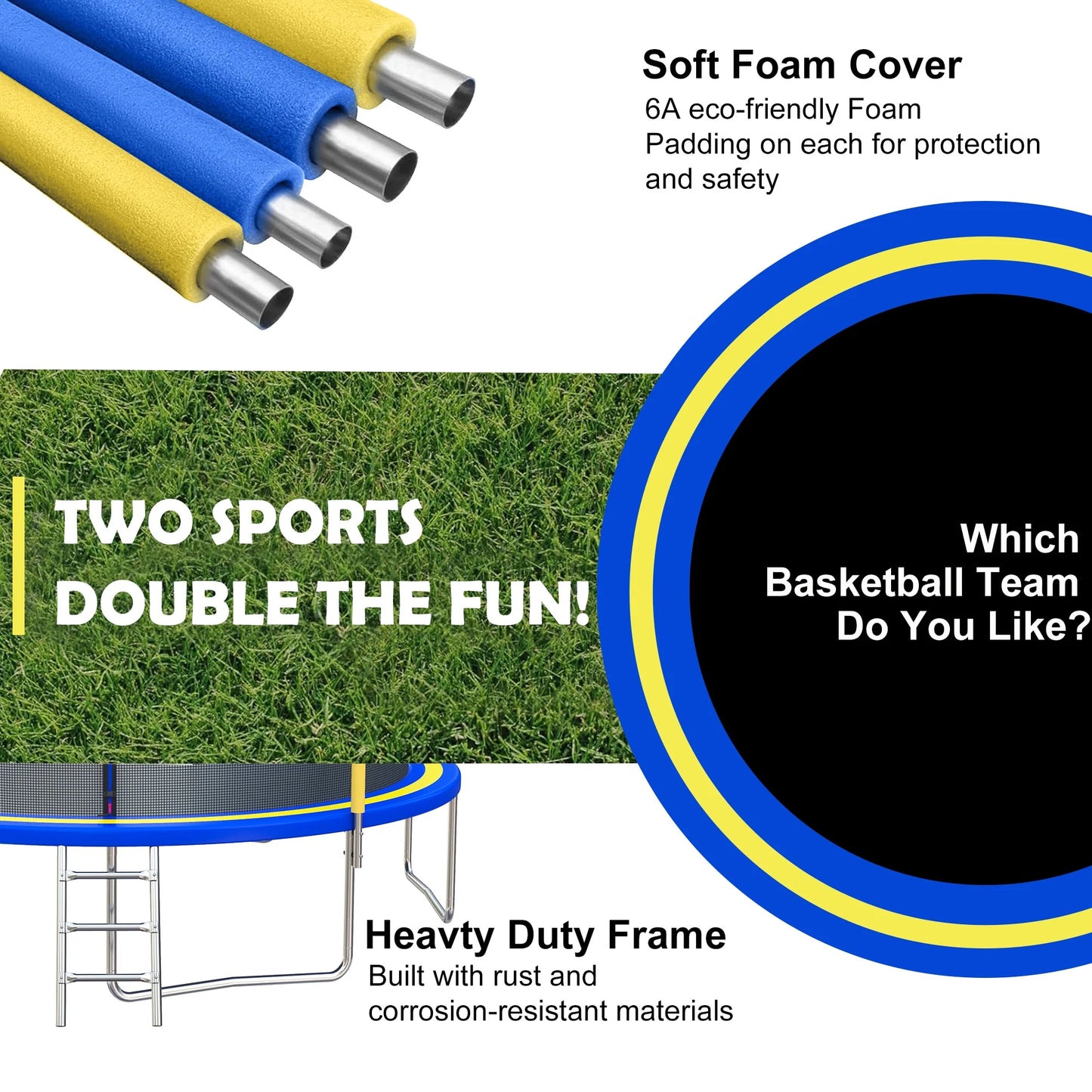 14FT Trampoline with Basketball Hoop, BTMWAY Upgraded Outdoor Trampoline with Safety Enclosure Net, Heavy Duty Jumping Mat & Spring Cover Padding, Backyard Trampoline for Kids & Adults 1300LBS