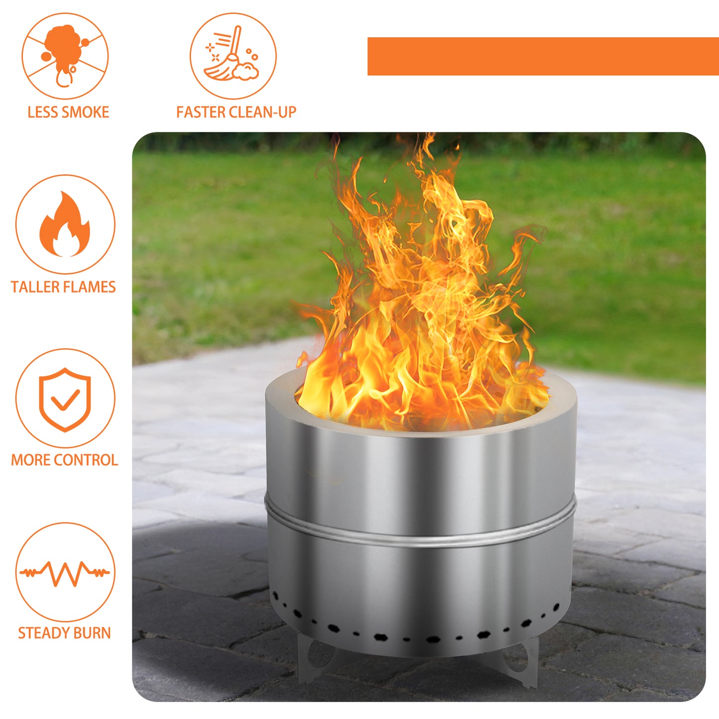 BTMWAY 19.3*19.3*16.7in Smokeless Fire pit