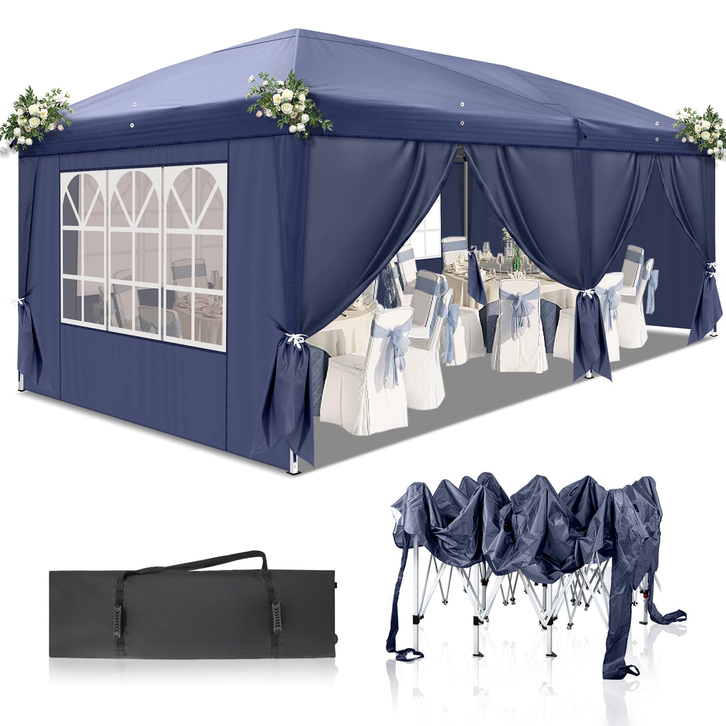 10 x 20ft Pop Up Canopy Tent Outdoor, Event Canopy Tent with Removable Sidewalls Windows, Outdoor Tent for Backyard Party, wedding Gazebo Tent for Patio