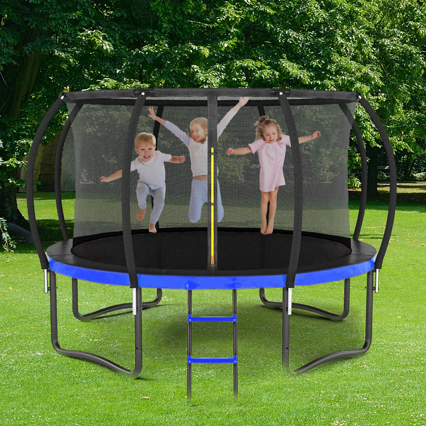 8X14FT Outdoor Square Trampolines for Kids Adults Long Rectangular Tumbling Trampoline,Blue