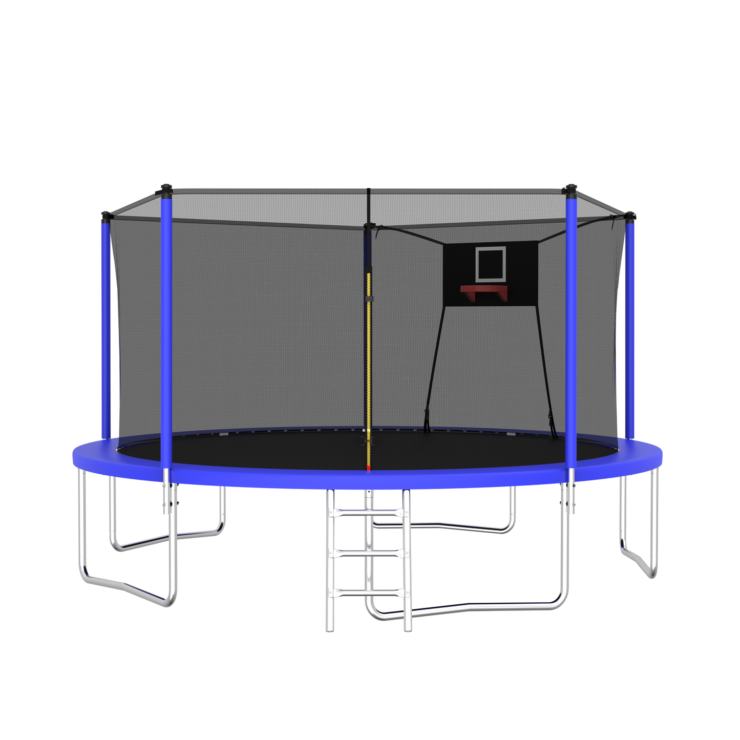 14Ft Trampoline with Basketball Hoop, Recreational Trampolines with Enclsure, Indoor/Outdoor trampolines for kids and adults, Heavy Duty Trampoline 3-Step Galvanized Steel Ladder