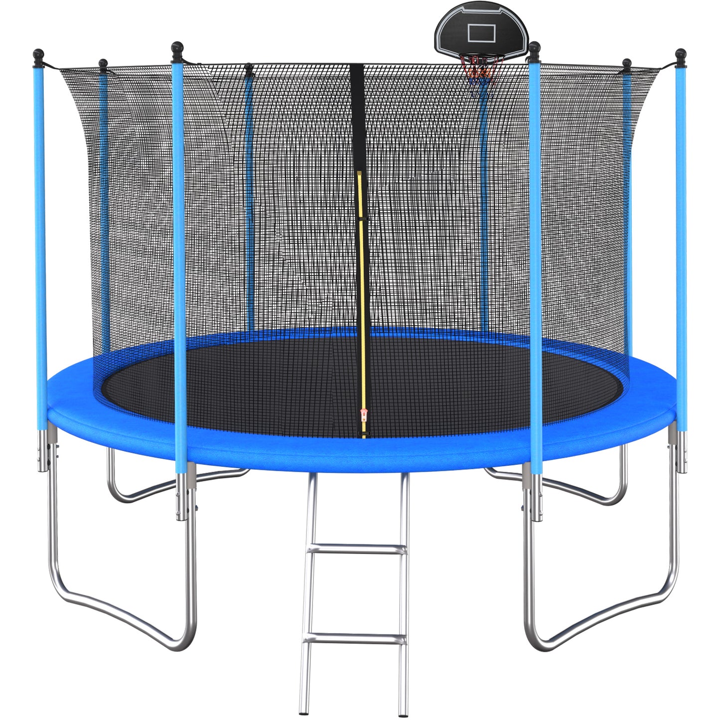 10FT Trampoline for Kids with Basketball Hoop, BTMWAY Outdoor Recreational Trampoline with Safety Enclosure/Ladder, All-Weather Large Trampoline for Backyard Garden Patio, ASTM Approved, Blue