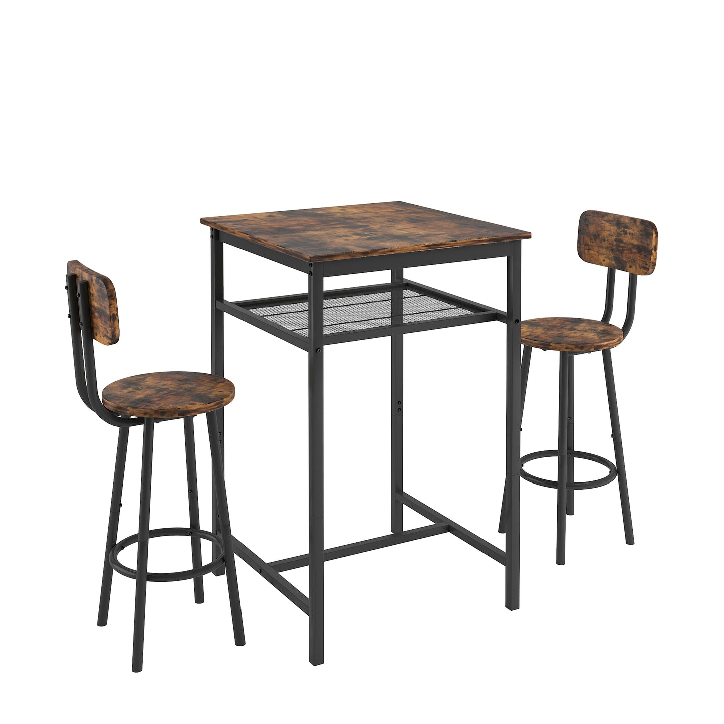 BTMWAY Counter Height Dining Set for 2, 3 Pieces High Top Breakfast Nook Table Set, Bistro Bar Table Set, Kitchen Oval Table Dining Set for Small Space, Kitchen Metal Dining Table and 2 Chairs Set, A4258