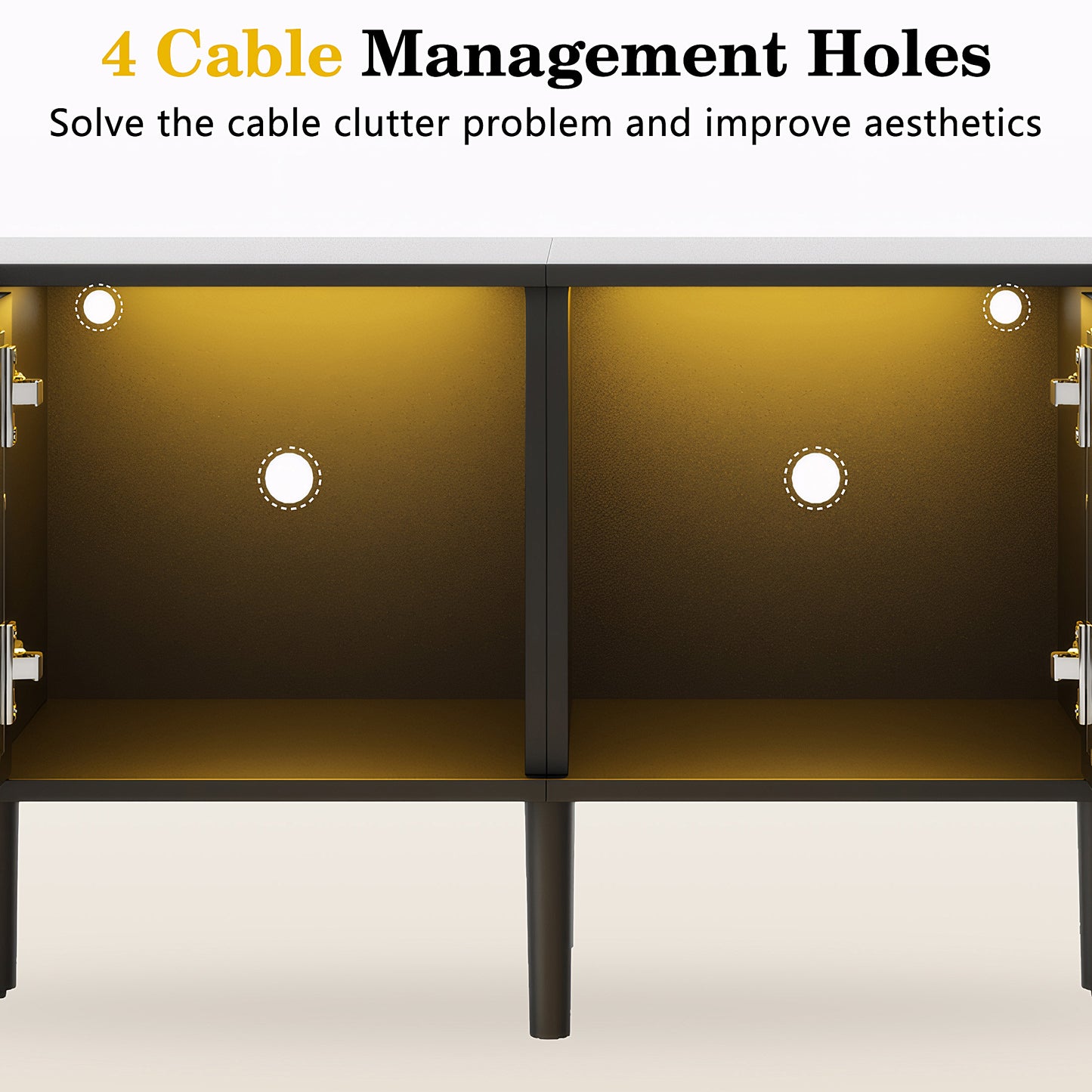 Rattan TV Stand for TVs up to 85", BTMWAY TV Stand, Modern Farmhouse Entertainment Center for TVs, Media Console with 2 Storage Drawer and Solid Wood Legs, TV Cabinet with Storage