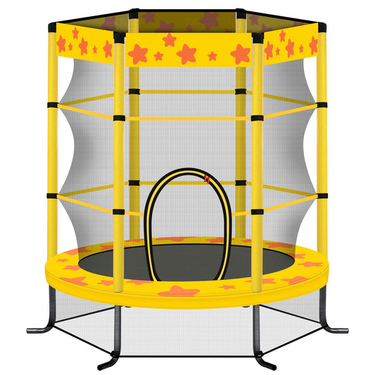 55” Toddler Trampoline, BTMWAY New Upgraded 4.5FT Kids Trampoline, Indoor/Outdoor Ultra Safe Mini Baby Trampoline with All Round Enclosure Net, Safety Pad, Gifts for Birthday Girls Ages 1-6