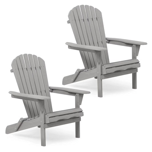 Folding Adirondack Chair set of 2 Outdoor, BTMWAY Wooden Patio Furniture Set, Fire Pit Lounge Chairs for Yard, Garden, Patio with Natural Finish, Pre-Assembled Cedar Adirondack Chair Up to 220lb 11