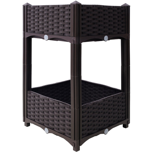 BTMWAY Planter Raised Beds - Elevated Planter Garden Box with Drainage Plug Raised Garden Beds for Vegetable/Flower/Herb Outdoor Standing Planter Beds Gardening Kit,4 size options