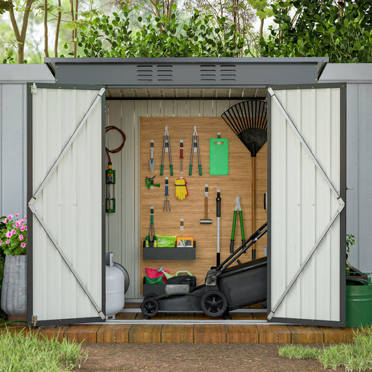 BTMWAY 6 x 4 ft Outdoor Storage Shed, All Weather Metal Garden Shed for Garden, Tools Storage Shed for Backyard, Lawns the ideal addition to your backyard or lawn.