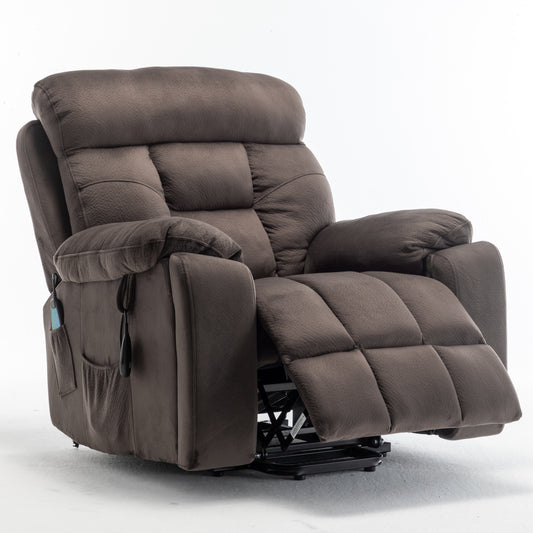 26" Wide Large Power Lift Recliner Chair, BTMWAY Oversize Electric Lift Recliners for Elderly with Heat and Massage, 3 Position Electric Recliner Chair for Home Use with Hidden Cup Holder, Brown