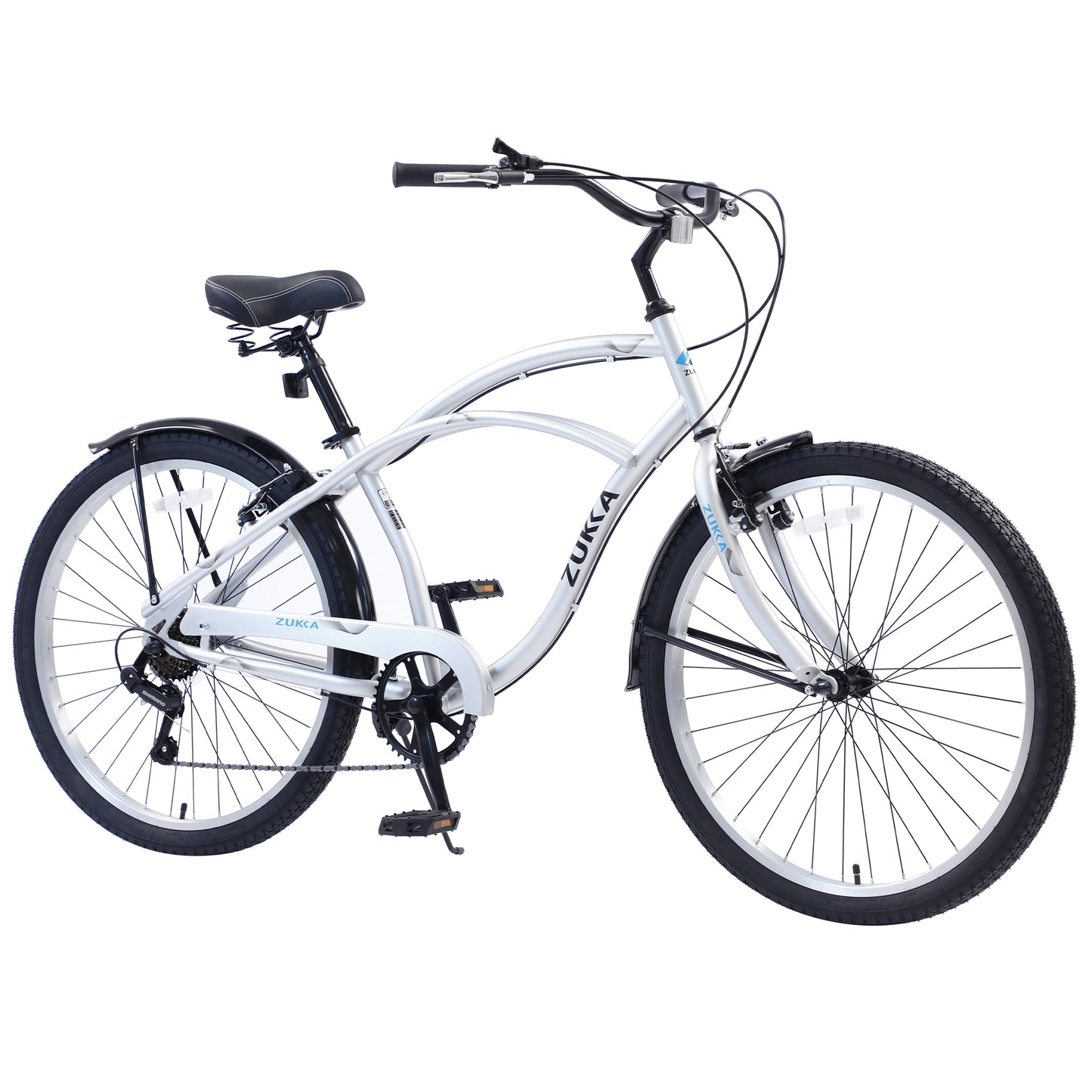 BTMWAY Youth and Adult Beach Cruiser Bike for Men and Women, Teenagers, 26-Inch Wheel, Durable Steel Frames，7-Speed Versatility, Dual V brakes, White