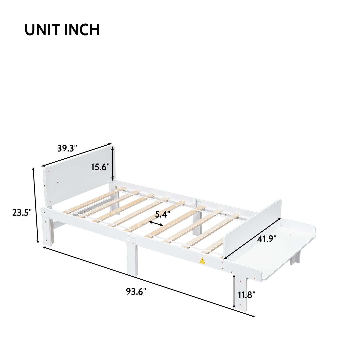 Kids Twin Size Bed, BTMWAY Twin Size Wood Platform Bed Frame with Footboard Bench, Wood Bed Frame for Kids, Modern Twin Platform Bed with Headboard and Slat Support
