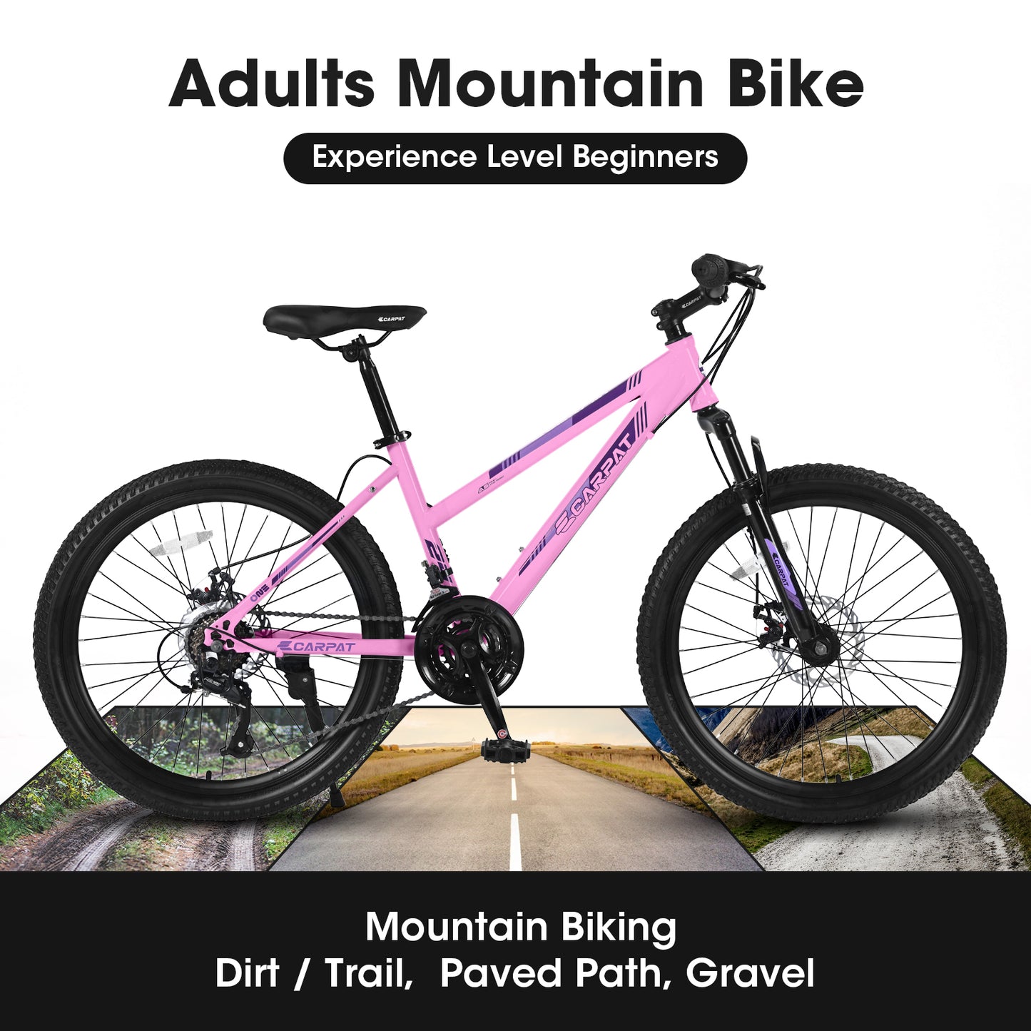 24 inch Womens Bicycles, Bicicletas Para Mujer for Teenagers Girls, Women MTB with Shimano 21 Speed Grip Shiter and Dual Hand Brakes