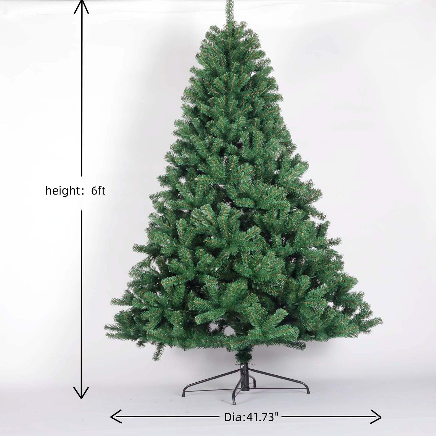 BTMWAY Artificial Christmas Tree Full Natural Spruce PVC Fir Tree, Foldable Metal Stand，Green