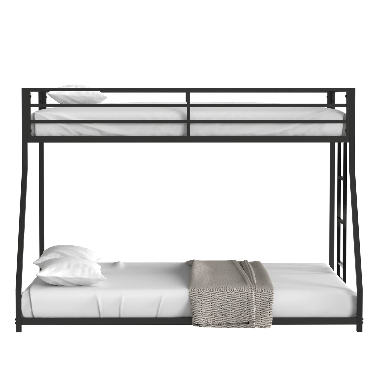 BTMWAY Metal Twin Over Full Bunk Bed with Removable Ladder, Heavy Duty Frame with Guardrails, Noise-Free Design, No Box Spring Needed, Sturdy & Durable for Kids, Teens, and Adults, White