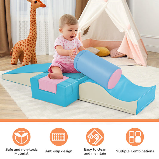 BTMWAY Colorful 6-in-1 Soft Climb and Crawl Foam Playset for Toddlers - Indoor Active Play Structure with Foam Blocks, Tumbling Mats, and Obstacle Course - Safe & Fun Soft Play Equipment for Kids