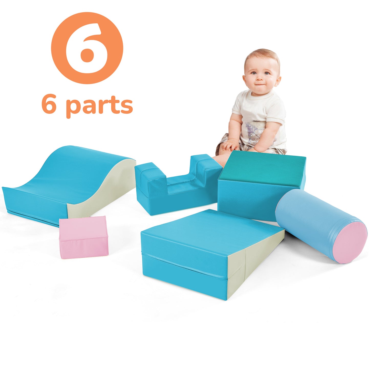 BTMWAY Colorful 6-in-1 Soft Climb and Crawl Foam Playset for Toddlers - Indoor Active Play Structure with Foam Blocks, Tumbling Mats, and Obstacle Course - Safe & Fun Soft Play Equipment for Kids