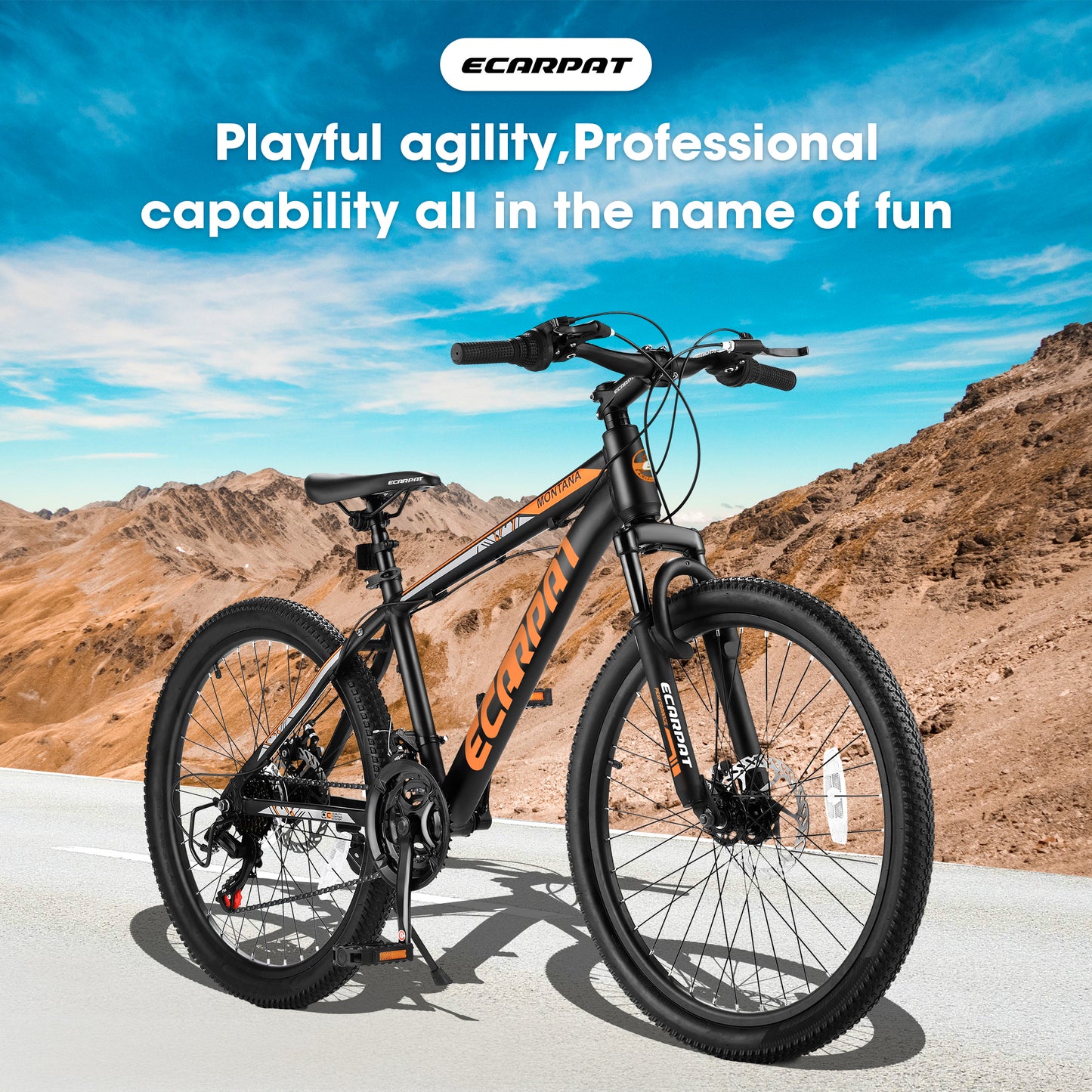 Mountain Bike for Women Girls, 24 inch Wheels Hardtail Adult Bicycle 21 Speed with Aluminium Frame, Dual Disc Brake, High-Quality Tires Bicicleta de Montaña