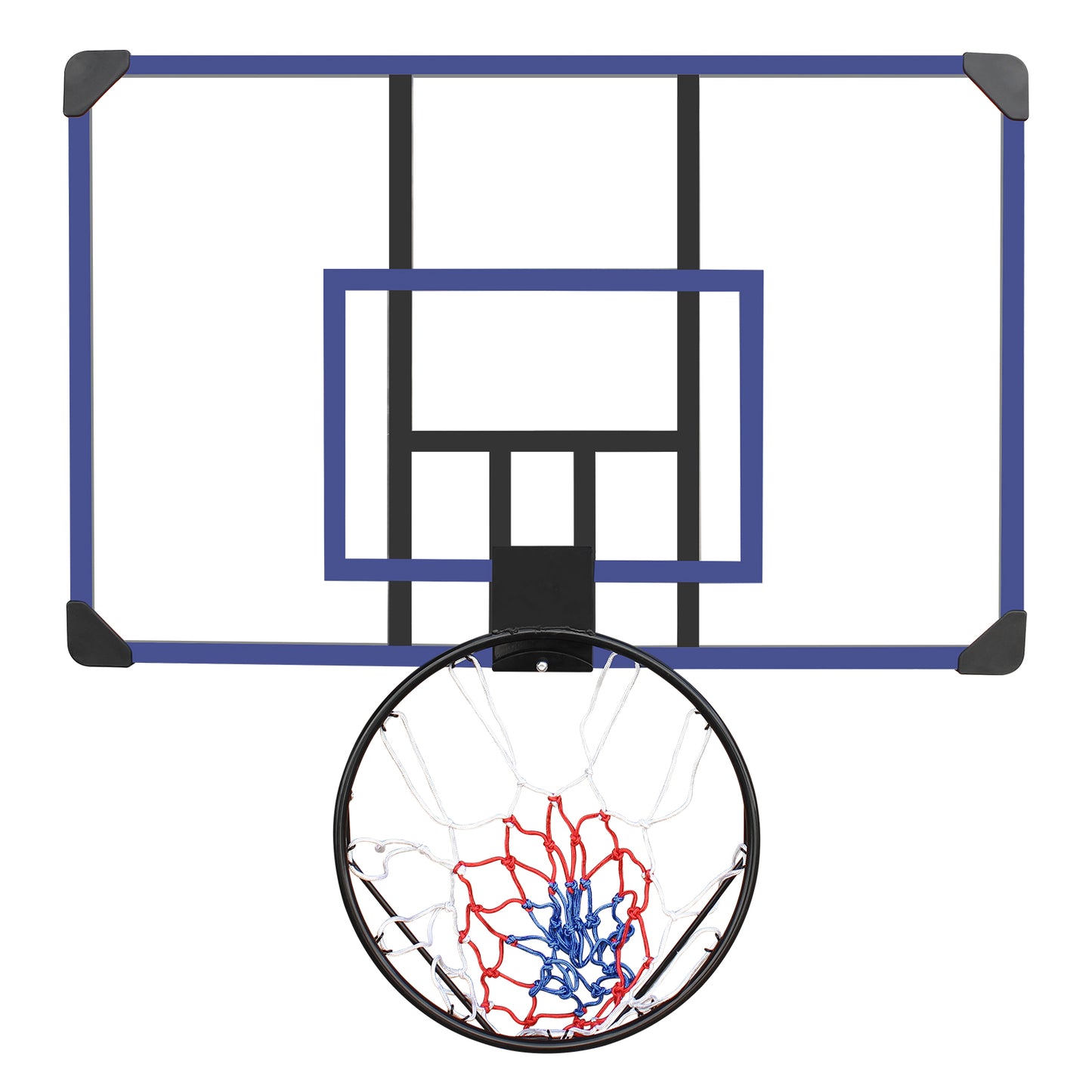 Wall-mounted basketball hoop, 45 x 29 inches shatterproof back, folding hoop, durable hoop and all-weather mesh for indoor and outdoor use