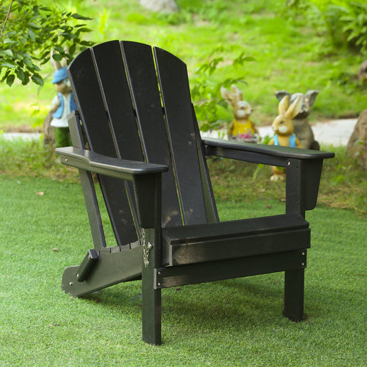 BTMWAY Folding Adirondack Chair, Relaxing Stackable Arm Rest Ergonomic HDPE, All-Weather Adirondack Chair,Black