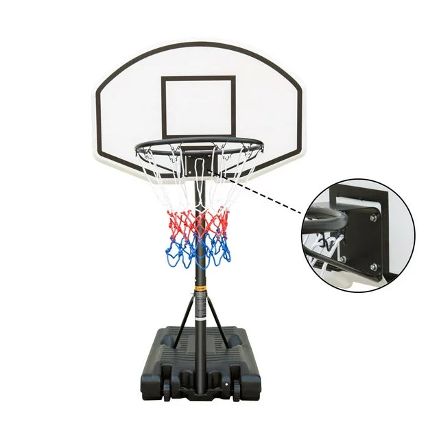 Swimming Pool Basketball Hoop, BTMWAY 3.1-4.7ft Adjustable Height Portable Poolside Basketball Goal with 35" X 24" Backboard, Made for Kids, Teens & Adults