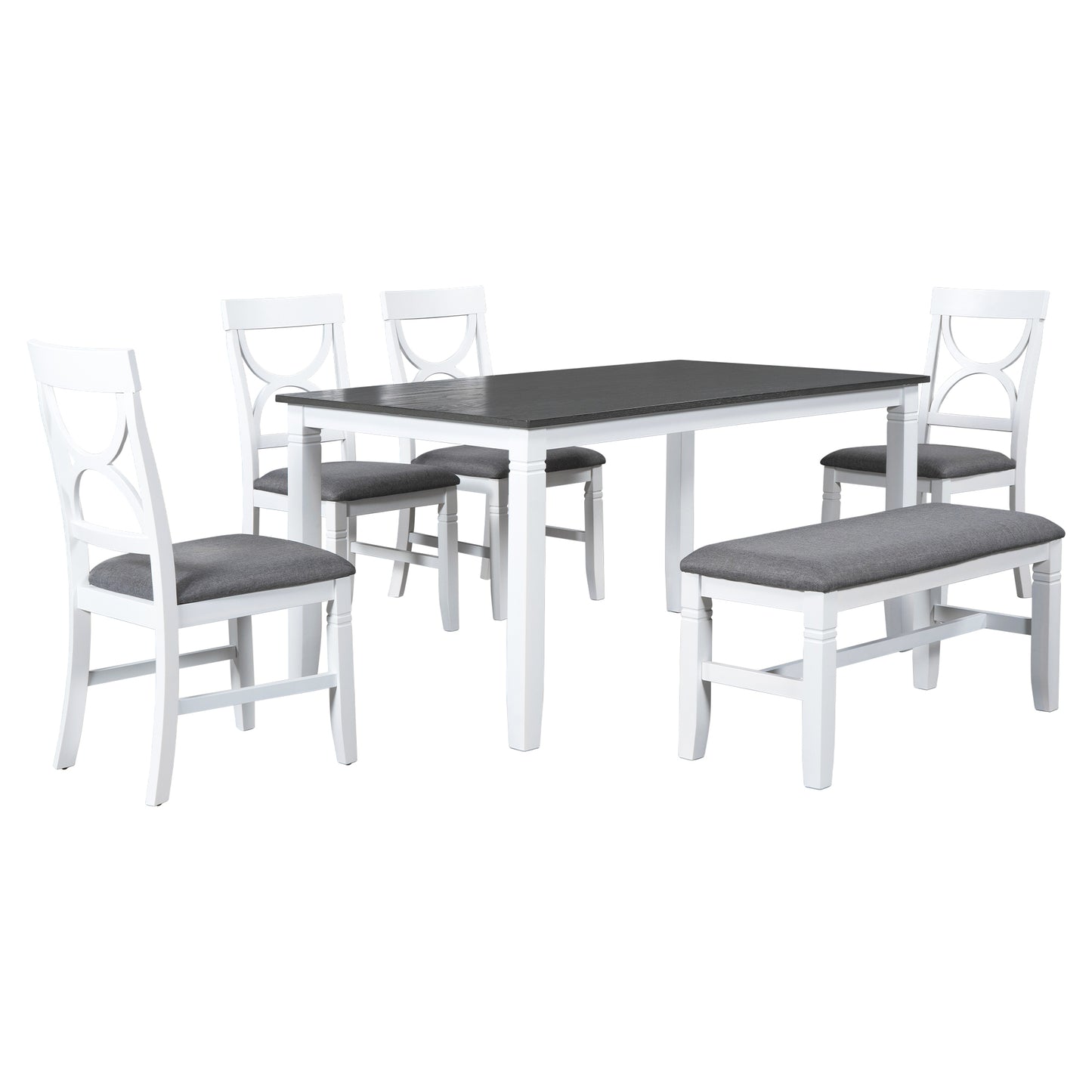 BTMWAY 6 Piece Dining Table Set with Bench