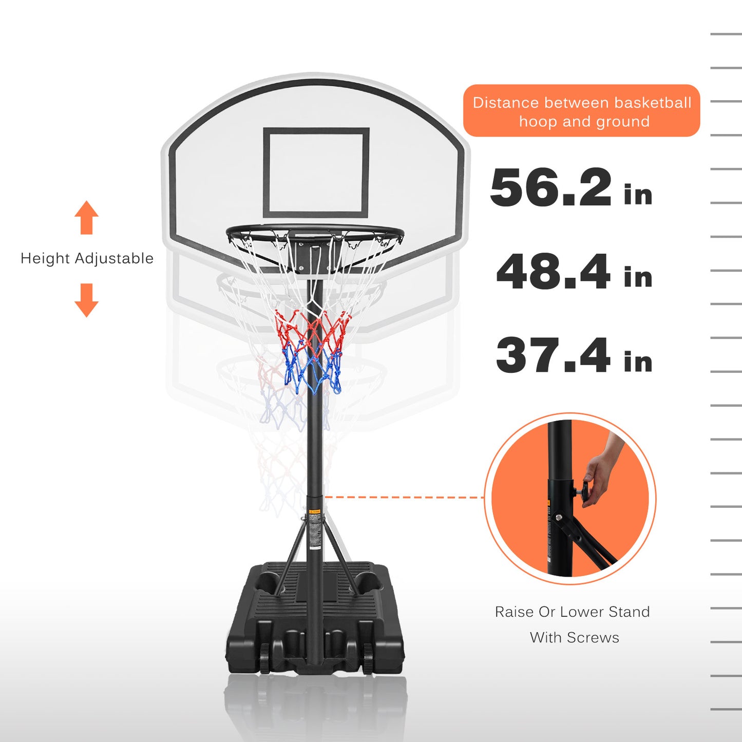 BTMWAY Adjustable Height Poolside Basketball System