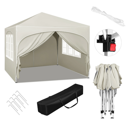 BTMWAY Outdoor Canopy Tent Adjustable Height UV-Resistant Waterproof Gazebo with 6 Removable Sidewalls & Carry Bag for Family Reunions, Picnics, Sporting Events, Flea Markets, Barbecues