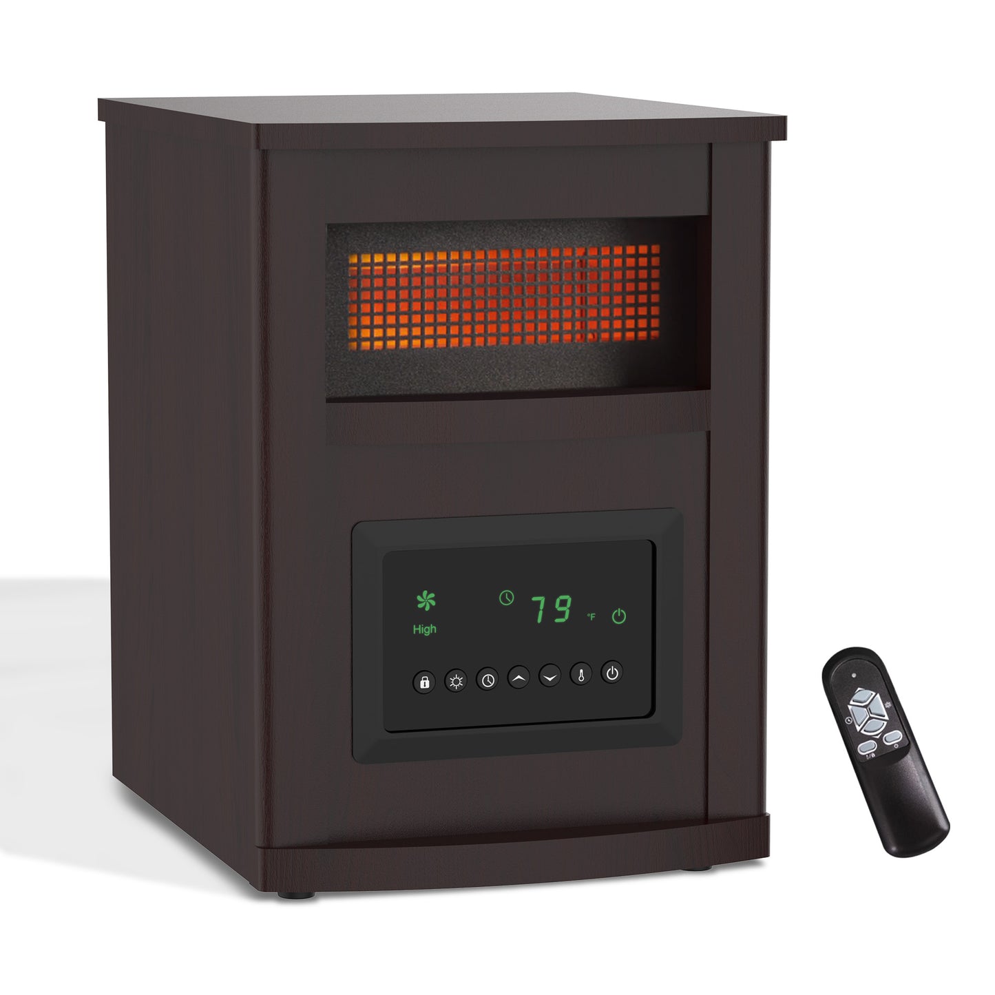 BTMWAY Space Heater for Home Large Room, 1500W Infrared Heater with Adjustable Temperature, Timer, Remote, Safety Features, and 3 Heat Modes (ECO/750W/1500W) for Quick & Even Heating