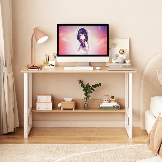 Clearance! 47" BTMWAY Computer Desk with Storage Shelves, Simple Desk with Bookshelf for Bedroom, Home Office Computer Desk