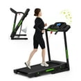 Foldable Treadmill with Incline, Treadmills for Home with 330LBS Capacity, Handrail Controls Speed, 3.5HP portable treadmills with APP, Pulse Monitor for Walking, Running & Cardio-Black+Green