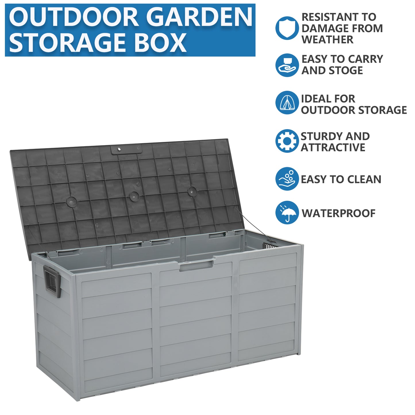 BTMWAY 75 Gallon Outdoor Storage in Resin Deck Box, for Garden, Patio and Terrace