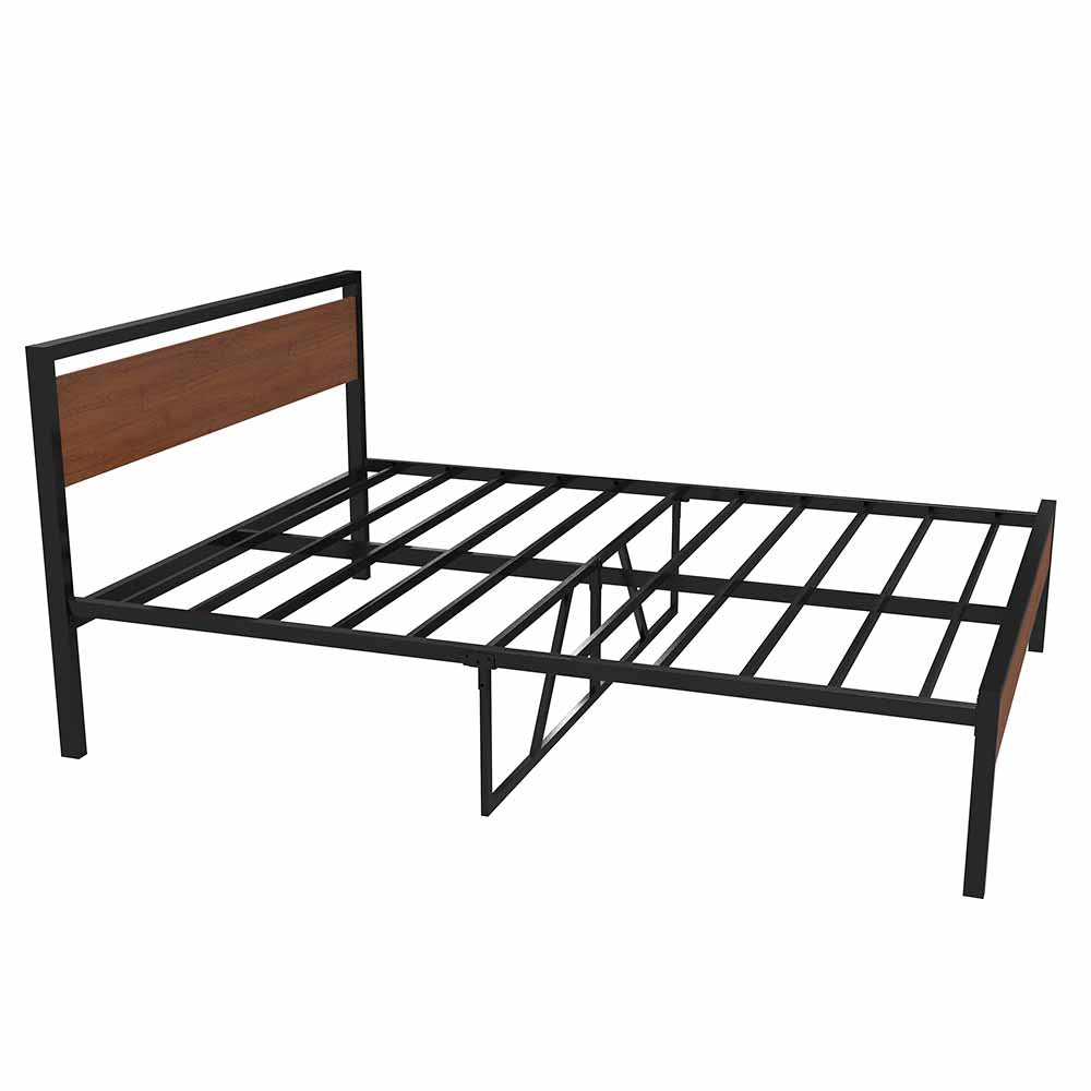 BTMWAY Full Size Platform Bed Frame with Wood Headboard, No Box Spring Needed, Modern Bed Frame with Under-Bed Storage, Noise-Free Design, Easy Assembly, Sturdy Iron Slats, Black