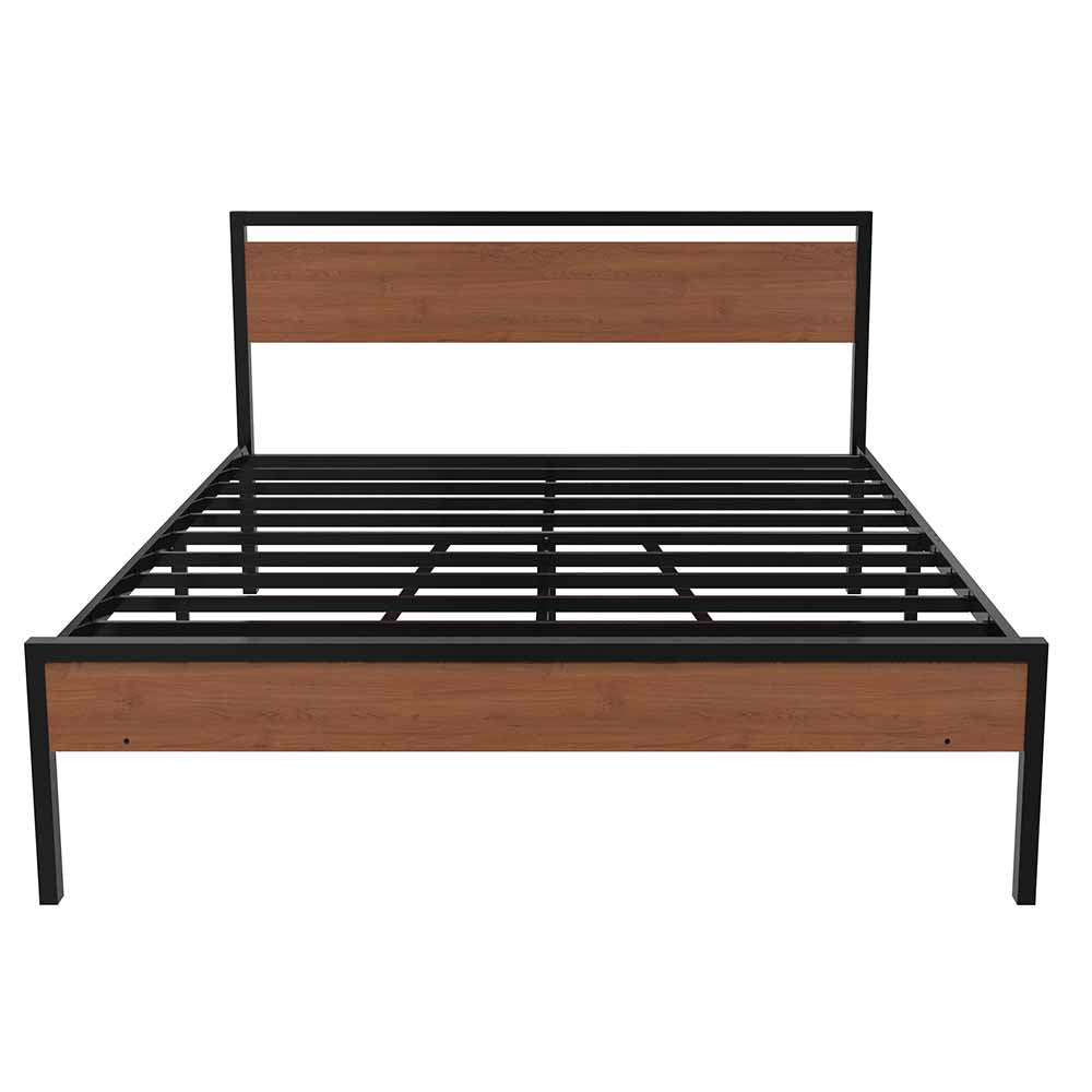 BTMWAY Full Size Platform Bed Frame with Wood Headboard, No Box Spring Needed, Modern Bed Frame with Under-Bed Storage, Noise-Free Design, Easy Assembly, Sturdy Iron Slats, Black