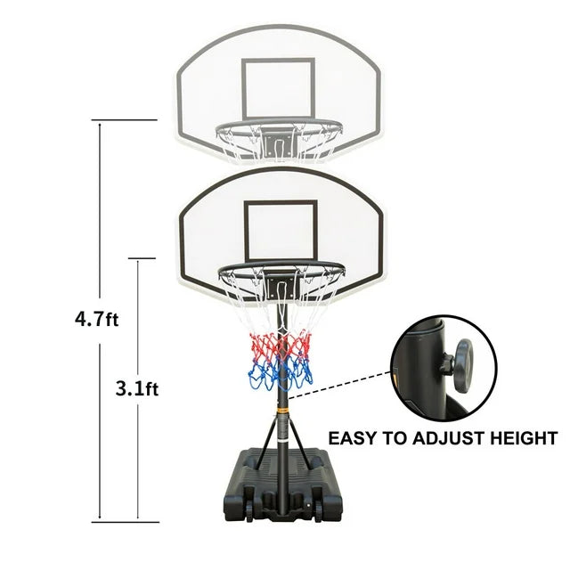 Swimming Pool Basketball Hoop, BTMWAY 3.1-4.7ft Adjustable Height Portable Poolside Basketball Goal with 35" X 24" Backboard, Made for Kids, Teens & Adults