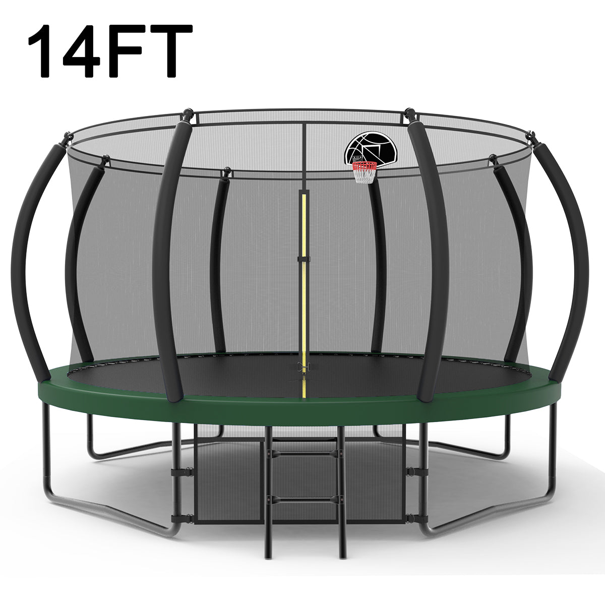 14 FT Trampoline with Basketball Hoop, Outdoor Trampoline with Safety Enclosure Net, Heavy Duty Jumping Mat Spring Cover Padding, Backyard Trampoline for Kids & Adults 1320LBS, ASTM Approved-Blue