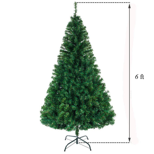 BTMWAY Artificial PVC Christmas Tree，with 1100 Branches,Pre-Lit Warm White Lights, Easy Assembly for Holiday Season