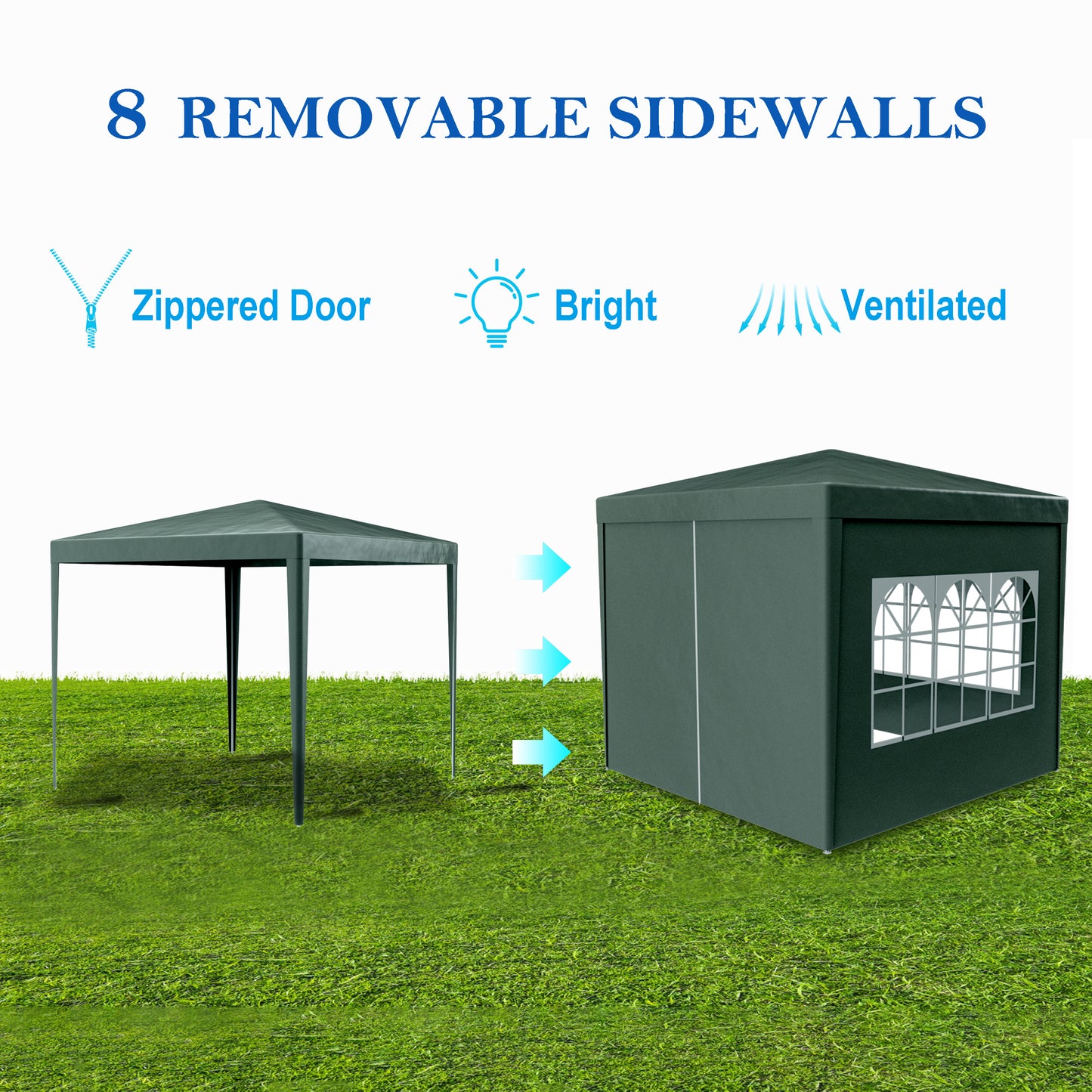 BTMWAY 10x10 FT Pop Up Canopy Tent Outdoor Heavy Duty Commercial Instant Shelter Waterproof Party Tent Gazebo with 4 Removable Sidewalls, Roller Bag and 4 Sandbags