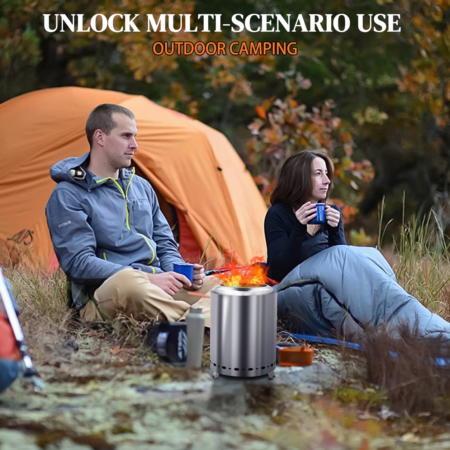 BTMWAY Outdoor Camping Wood Burning Stove, Portable Wood Stove with Alcohol cover and storage bag for Camping, Tent Heating, Hunting, Outdoor Cooking,Round