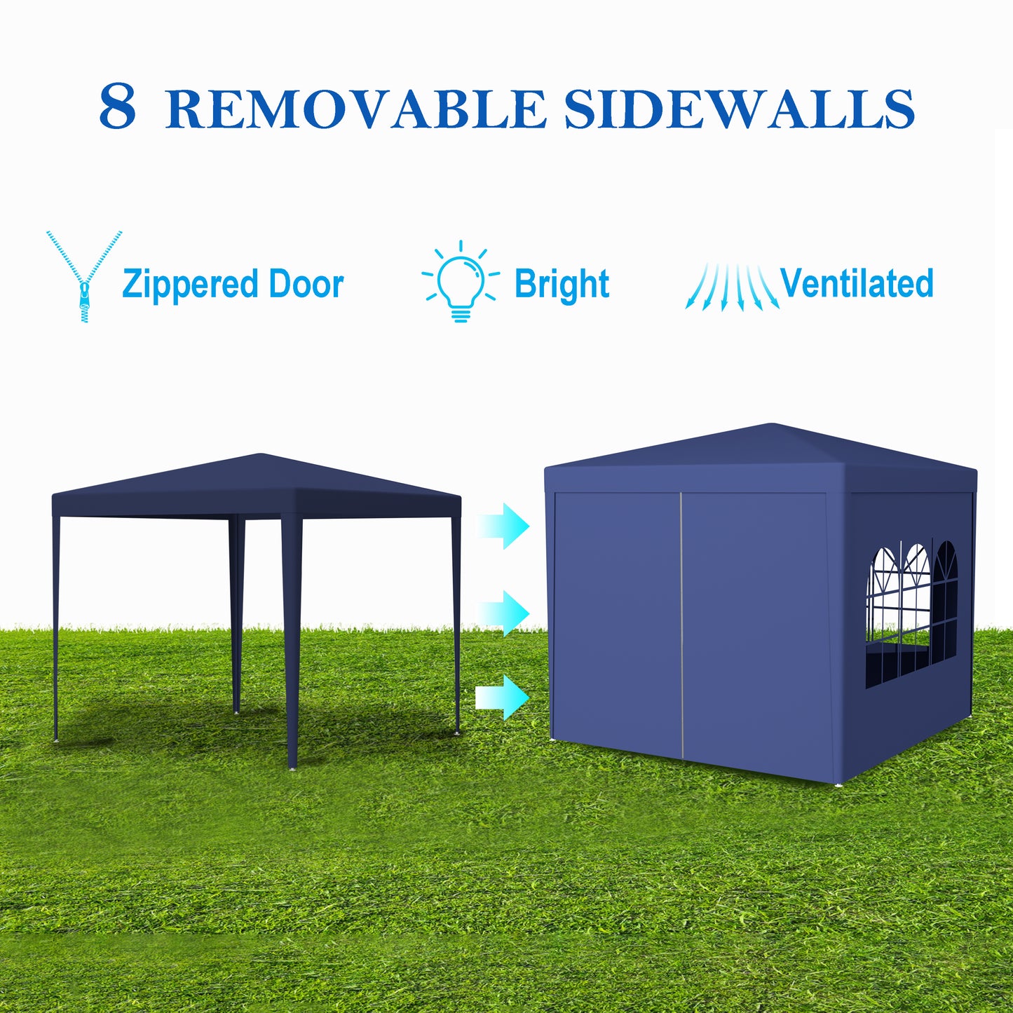 BTMWAY 10x10 FT Pop Up Canopy Tent Outdoor Heavy Duty Commercial Instant Shelter Waterproof Party Tent Gazebo with 4 Removable Sidewalls, Roller Bag and 4 Sandbags