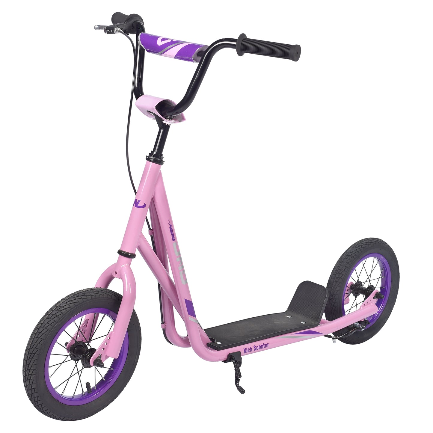 BTMWAY Youth Scooter Kick Scooter for Kids 6+ with Adjustable Handlebar, 12 Inch Inflatable Wheels,Widened Non-slip Footboard