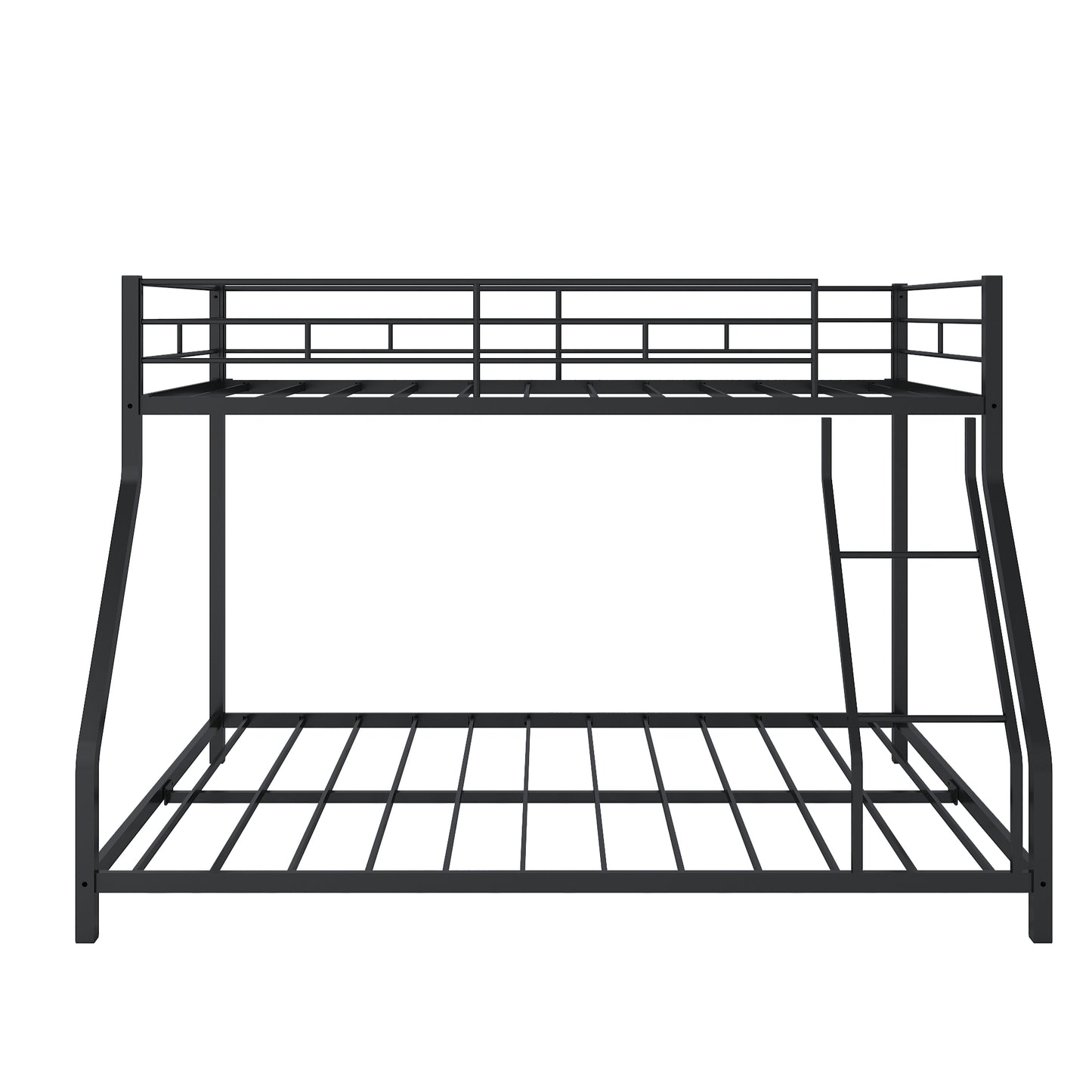 Bunk Bed for Kids&Teens, BTMWAY Heavy-duty Twin-Over-Full Bunk Bed, Metal Bed Frame with Ladder&Safety Guardrail, Twin Over Full Size Bunk Beds Bunkbeds Frame for Kids Boys Girls, Black, A1248