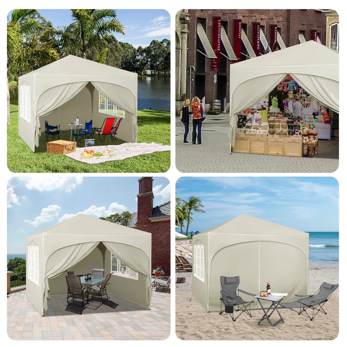 BTMWAY Outdoor Canopy Tent Adjustable Height UV-Resistant Waterproof Gazebo with 6 Removable Sidewalls & Carry Bag for Family Reunions, Picnics, Sporting Events, Flea Markets, Barbecues