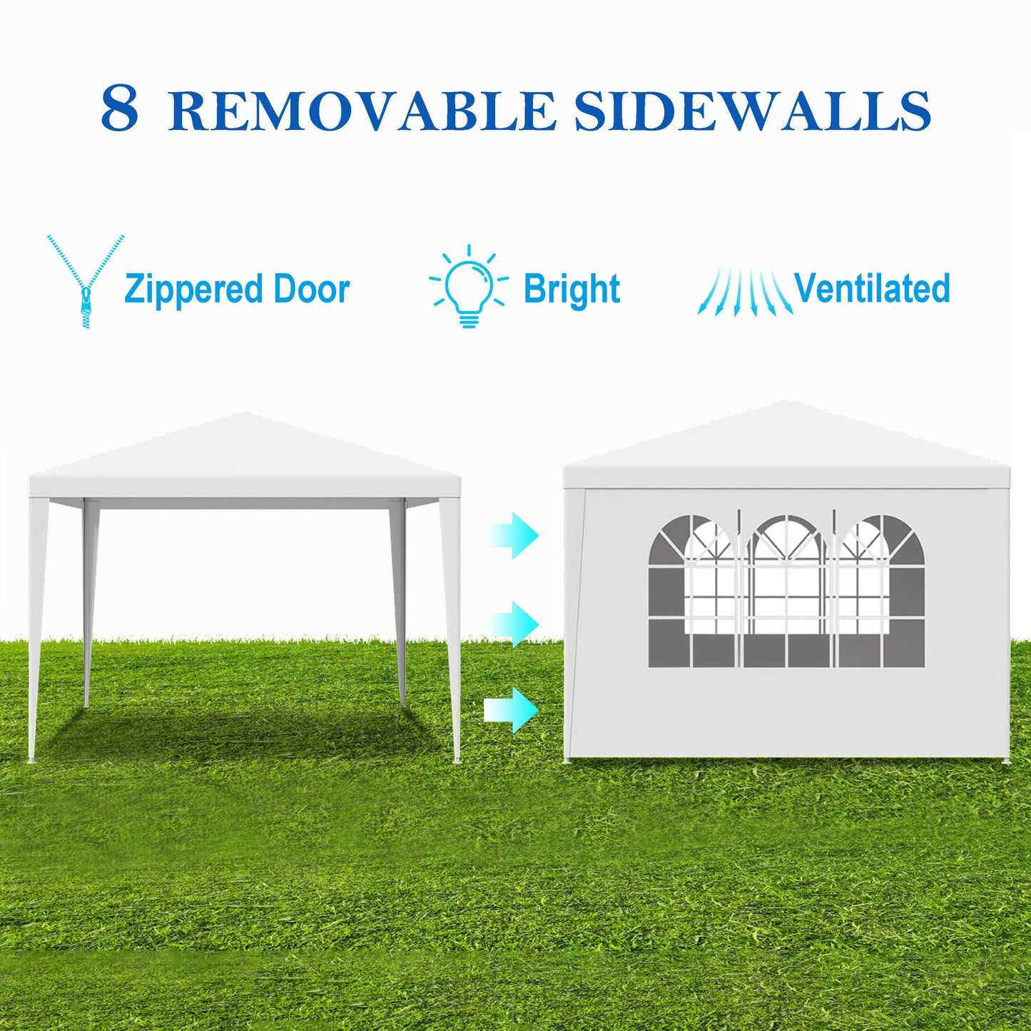 BTMWAY 10x10 FT Pop Up Canopy Tent Outdoor Heavy Duty Commercial Instant Shelter Waterproof Party Tent Gazebo with 4 Removable Sidewalls, Roller Bag and 4 Sandbags