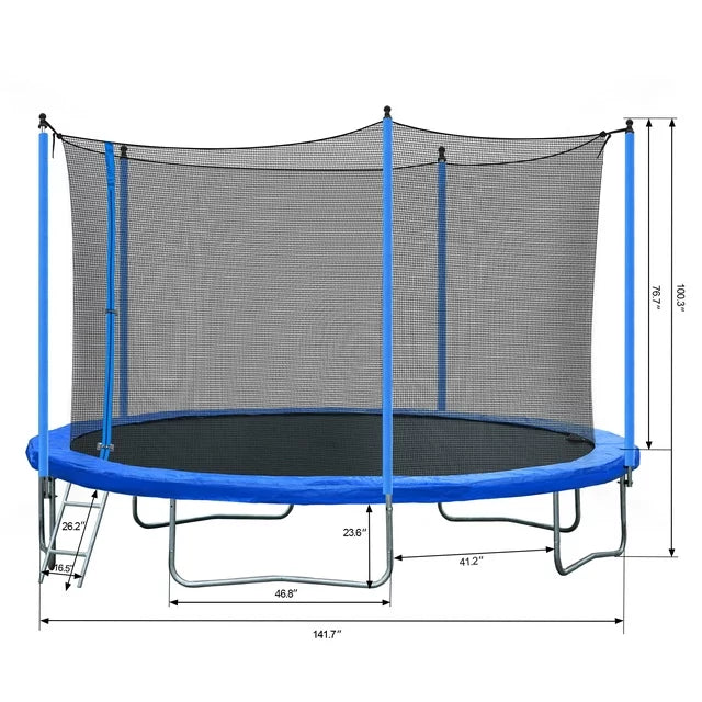 Trampoline on Clearance, New Upgraded 12 Feet Kids Outdoor Trampoline with Safety Enclosure Net and Ladder, Heavy Duty Round Trampoline for Indoor or Outdoor Backyard, Holds 300lbs, L3741