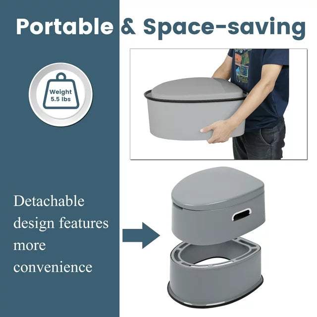 Portable Camping Toilet, BTMWAY Portable Toilet Seat with Detachable Inner Bucket, Indoor & Outdoor Travel Toilet for RV/Camping/Boating, Portable Toilet with Non-slip Mat