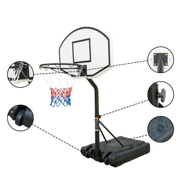 Swimming Pool Basketball Hoop, BTMWAY 3.1-4.7ft Adjustable Height Portable Poolside Basketball Goal with 35" X 24" Backboard, Made for Kids, Teens & Adults